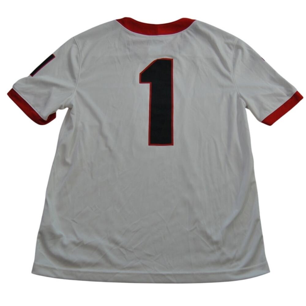 Georgia Bulldogs Team Jersey #1 White and Red Medium